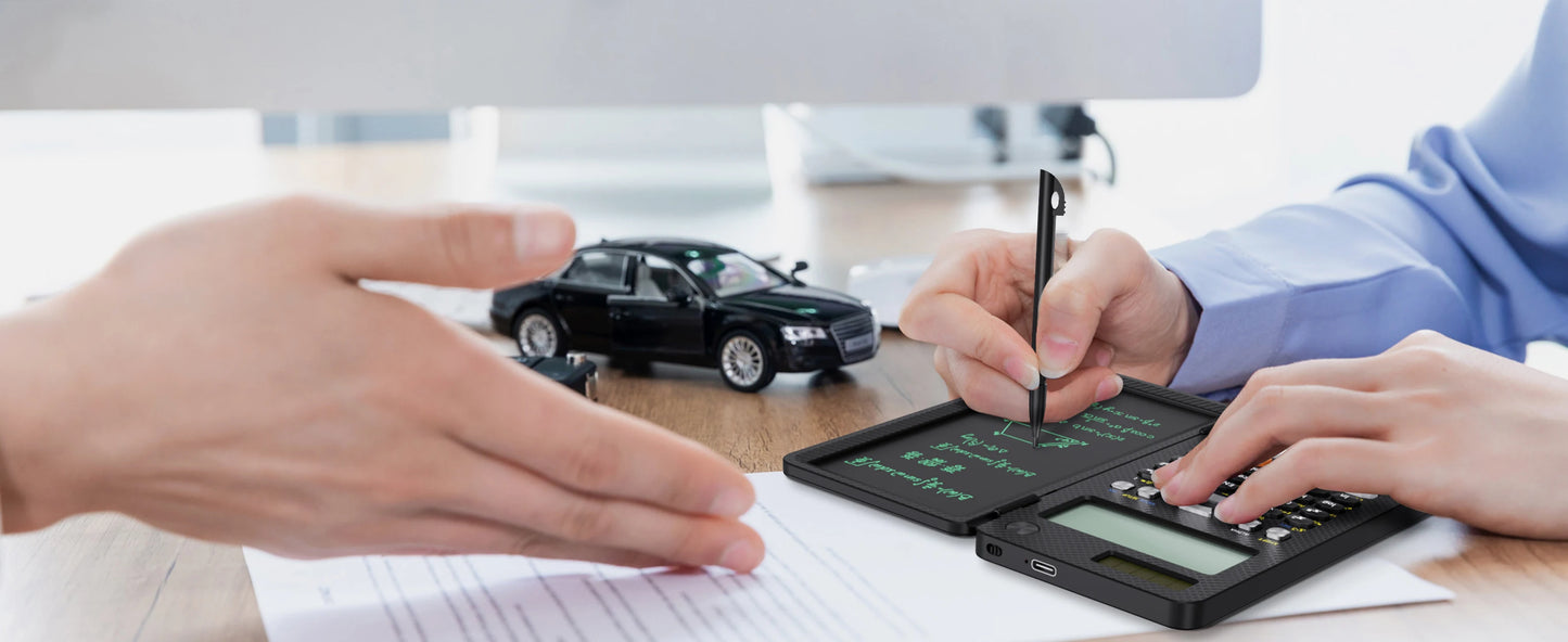 Calculator with drawing tablet