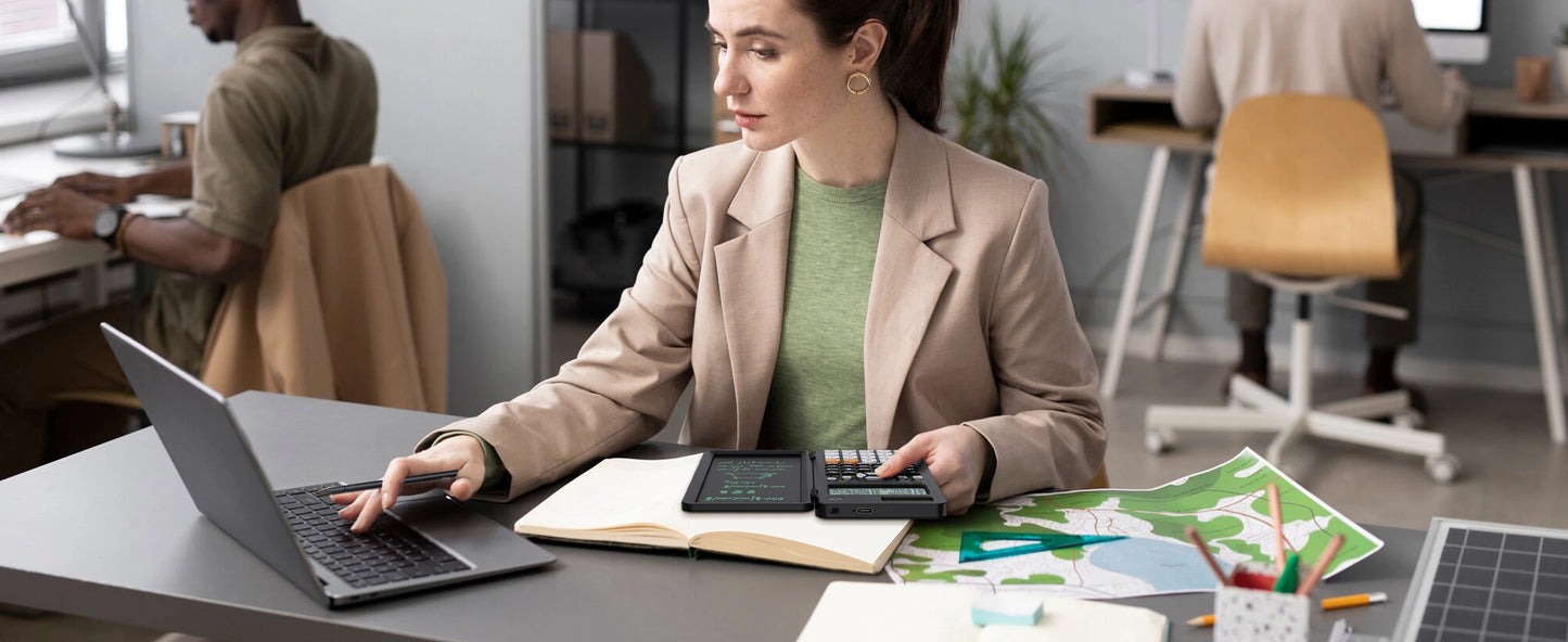 Calculator with drawing tablet