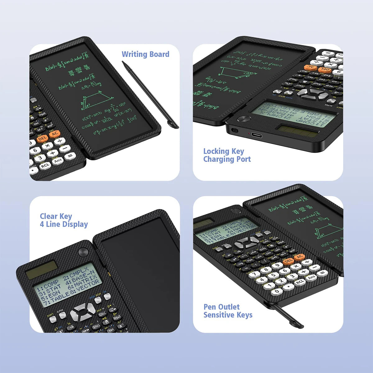 Calculator with drawing tablet
