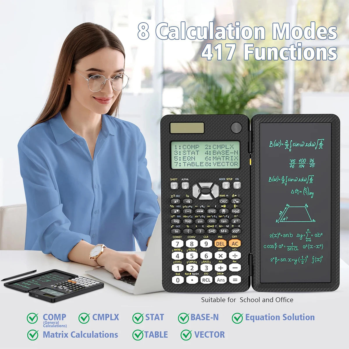 Calculator with drawing tablet